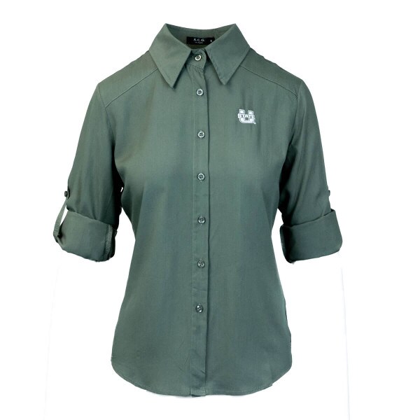 Button Down Olive Business Casual Women's Shirt U-State
